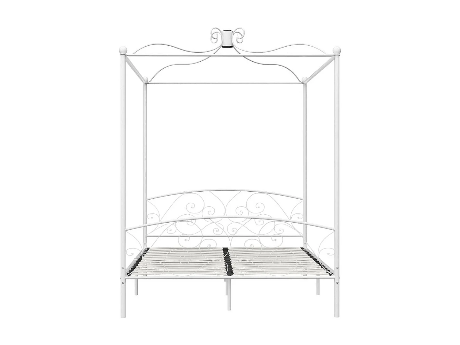 Cadre de lit à baldaquin Blanc Métal 160x200