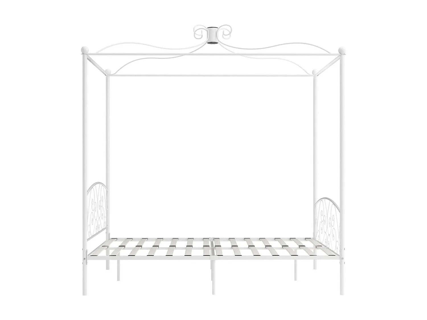 Cadre de lit à baldaquin Blanc Métal 160x200