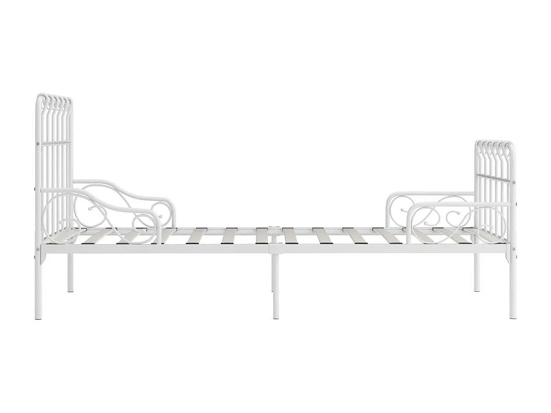 Lit et sommier à lattes Blanc Métal 90x200 2