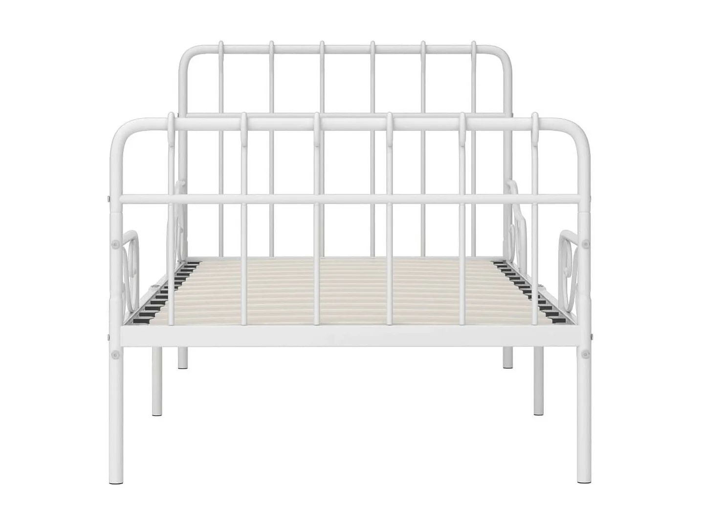 Lit et sommier à lattes Blanc Métal 90x200 2