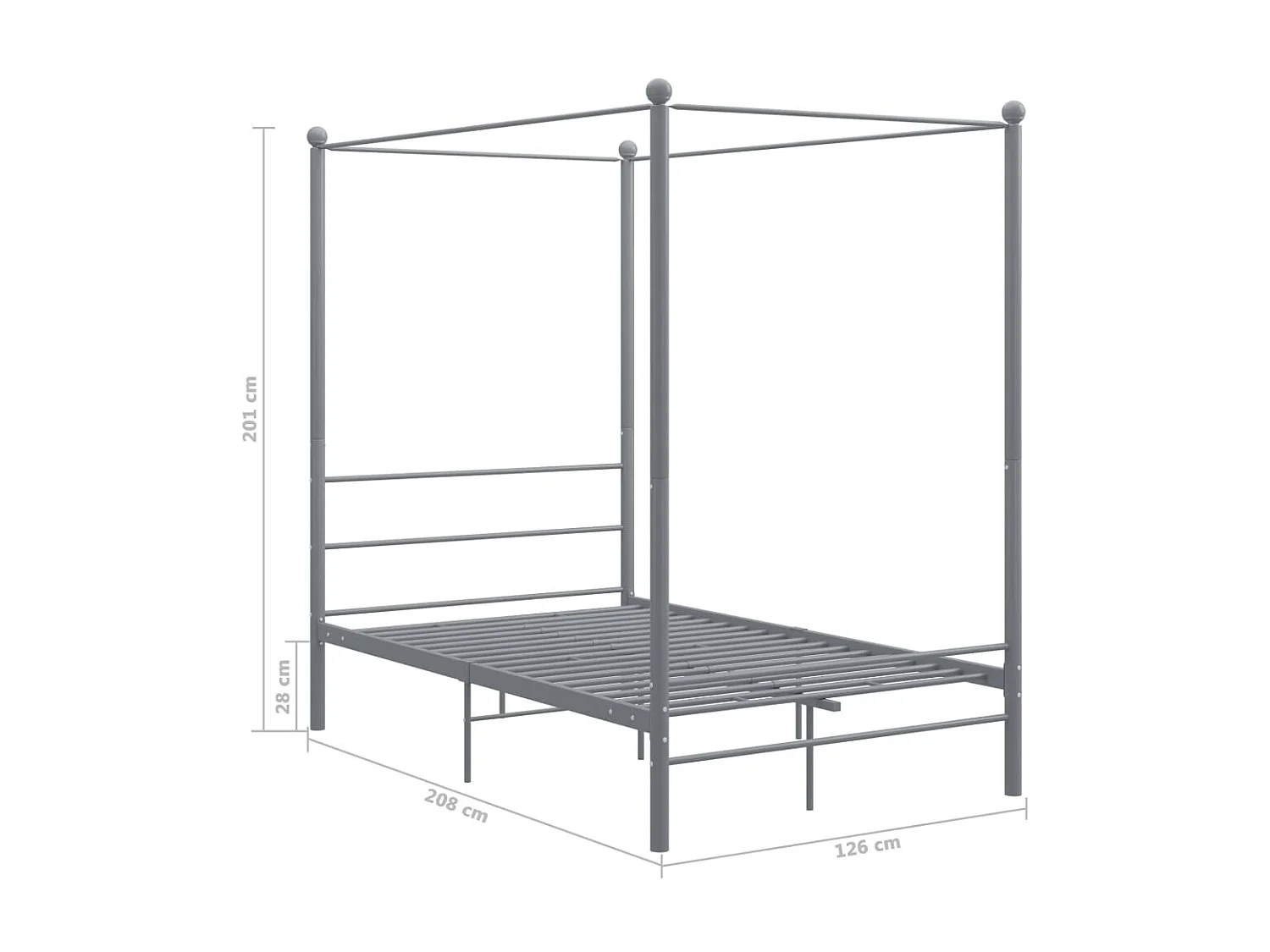 Lit à baldaquin Gris Métal 120x200