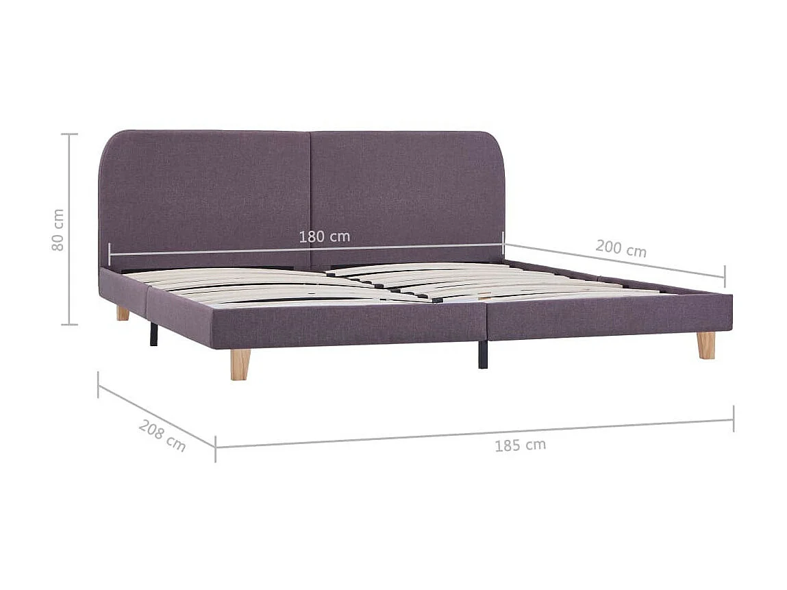 Lit Taupe Tissu 180x200 3