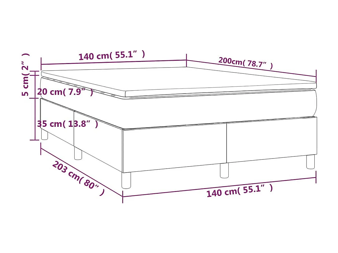 Lit à sommier tapissier avec matelas Noir 140x200 Similicuir