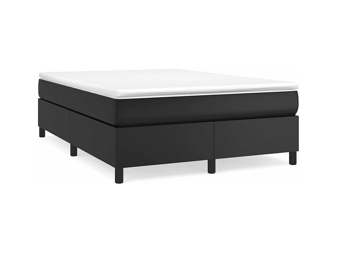 Lit à sommier tapissier avec matelas Noir 140x200 Similicuir
