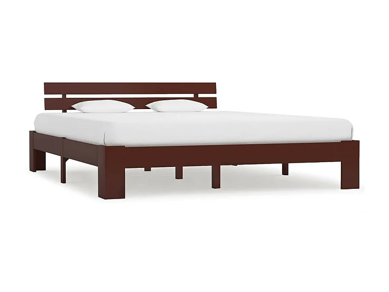 Lit Marron foncé Bois de pin massif 160x200