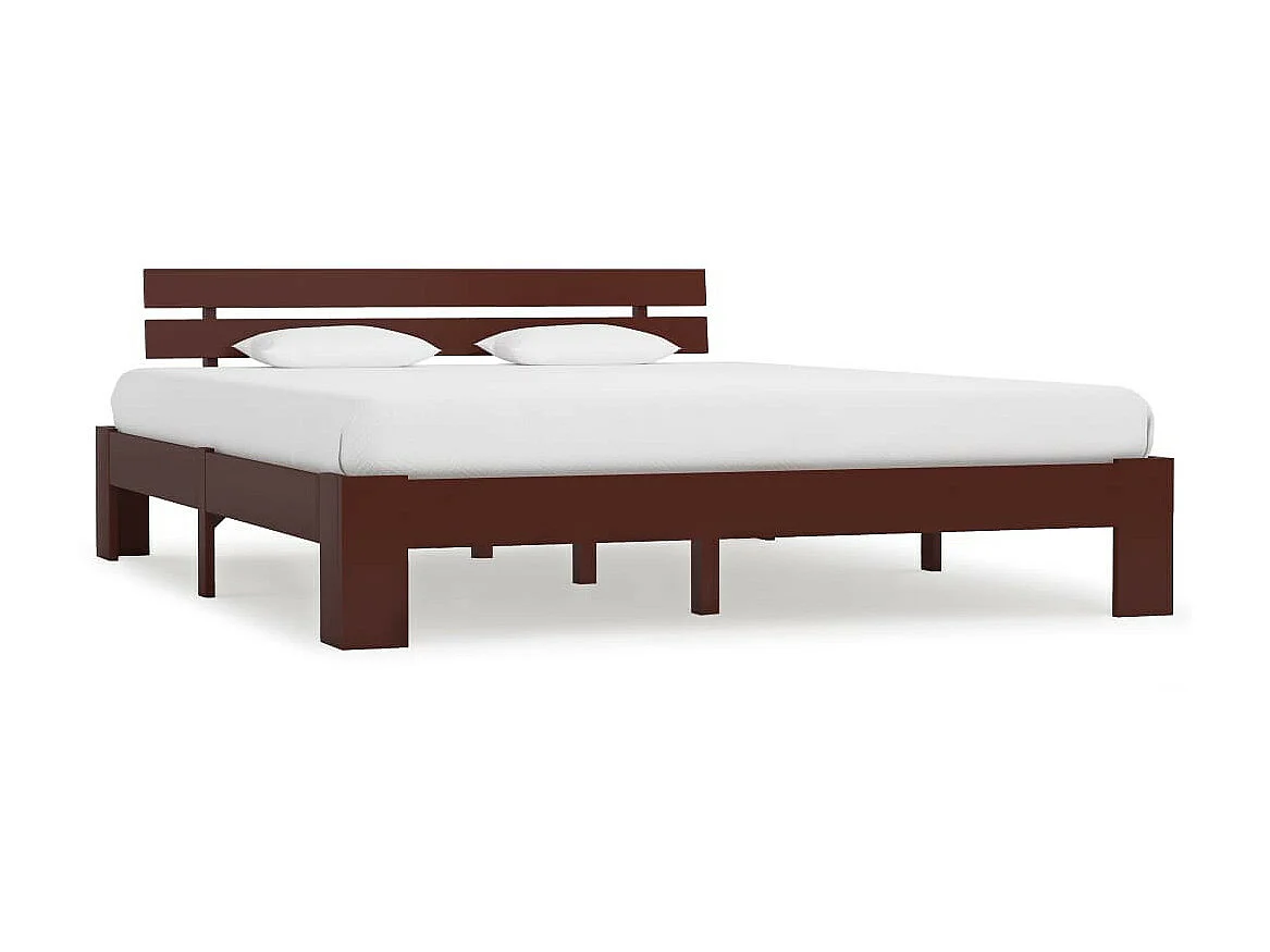 Lit Marron foncé Bois de pin massif 160x200