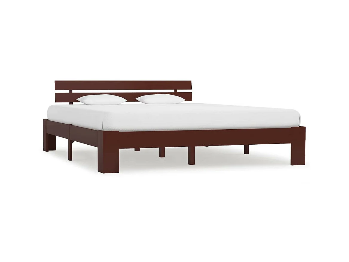 Lit Marron foncé Bois de pin massif 160x200