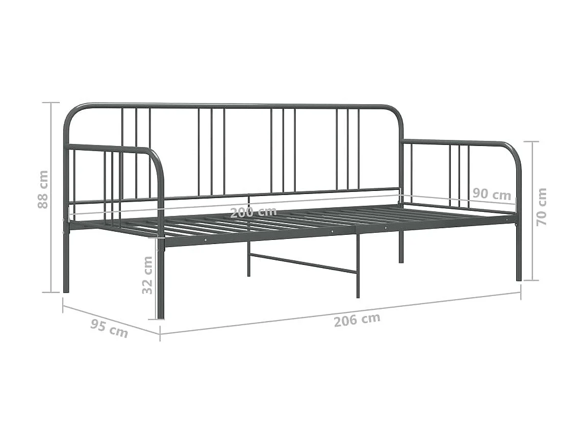 Cadre de canapé-lit Gris Métal 90x200 4