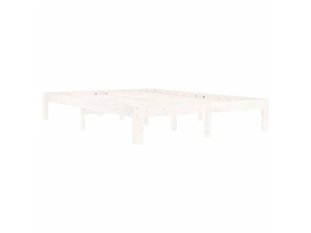 Lit Blanc Bois de pin massif 140x200 7