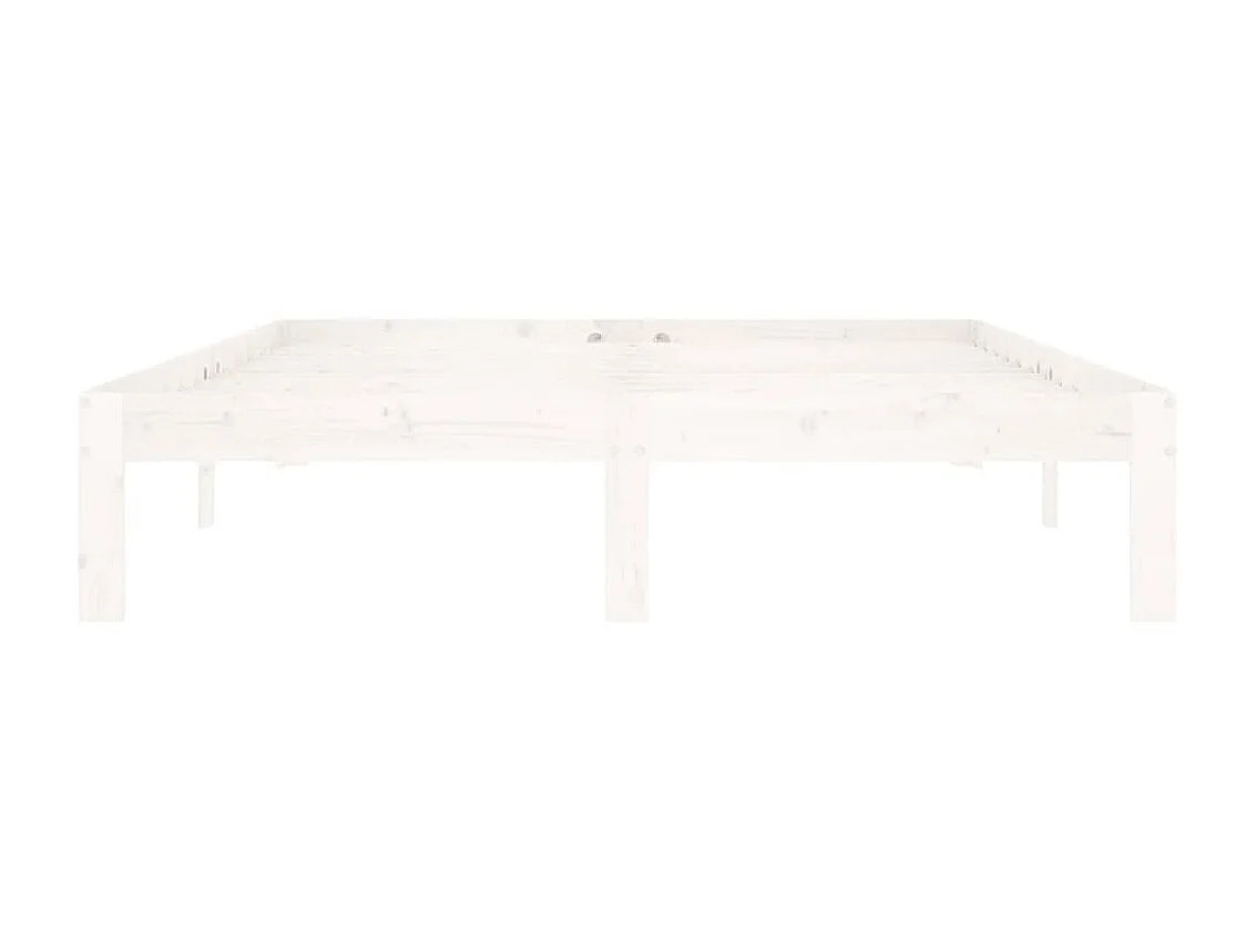 Lit Blanc Bois de pin massif 140x200 7