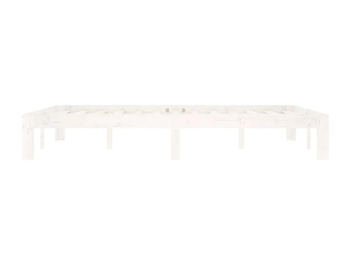 Lit Blanc Bois de pin massif 140x200 7