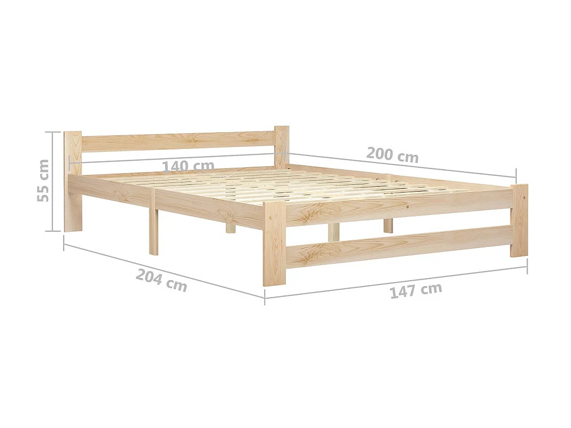 Lit Bois de pin massif 140x200 7
