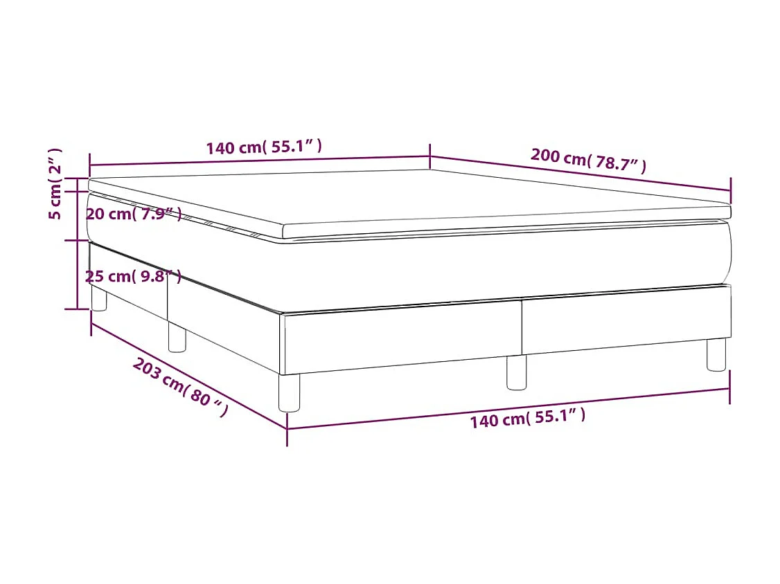Lit à sommier tapissier avec matelas Taupe 140x200 Tissu 3