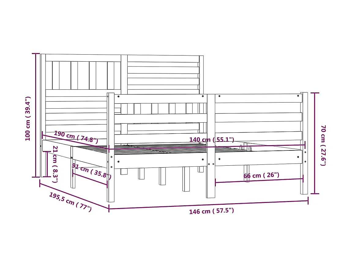 Lit Bois massif 140x190 6