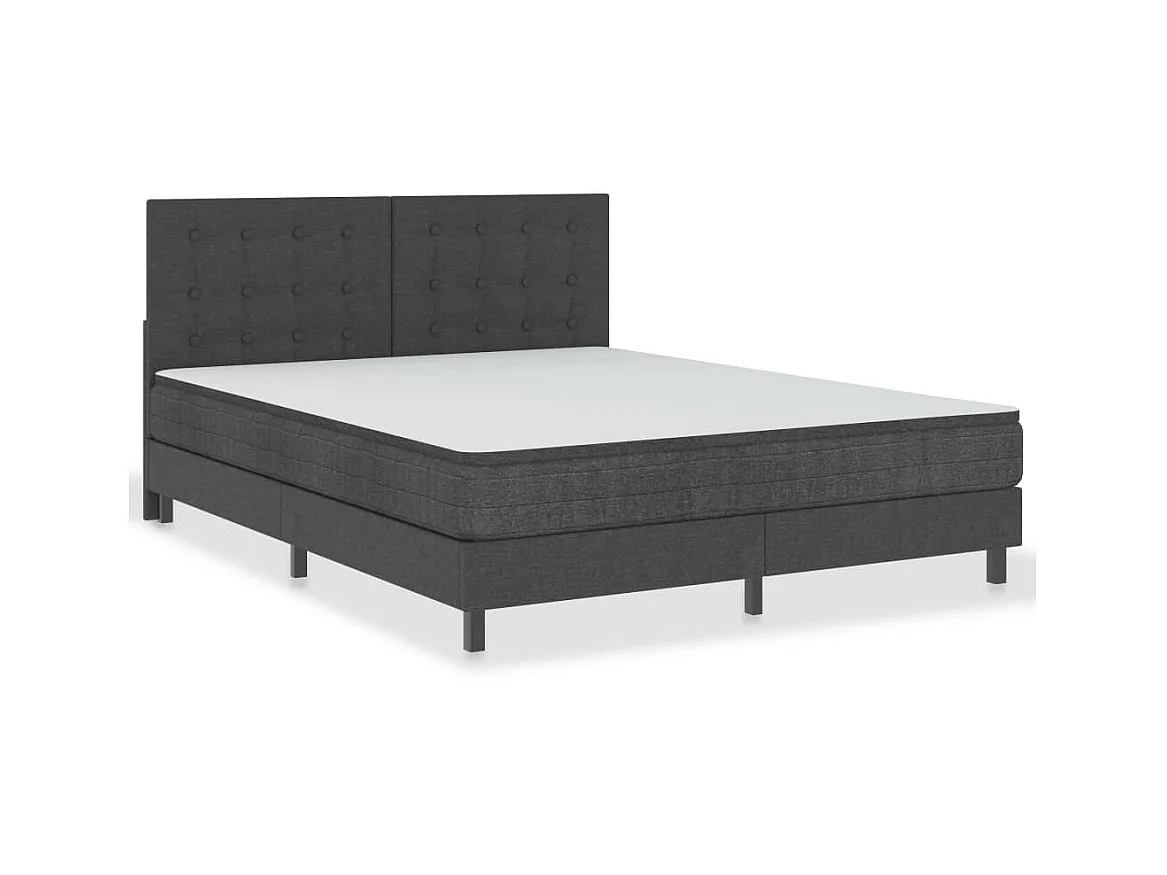 Lit avec matelas et sommier tapissier Gris foncé Tissu 160x200