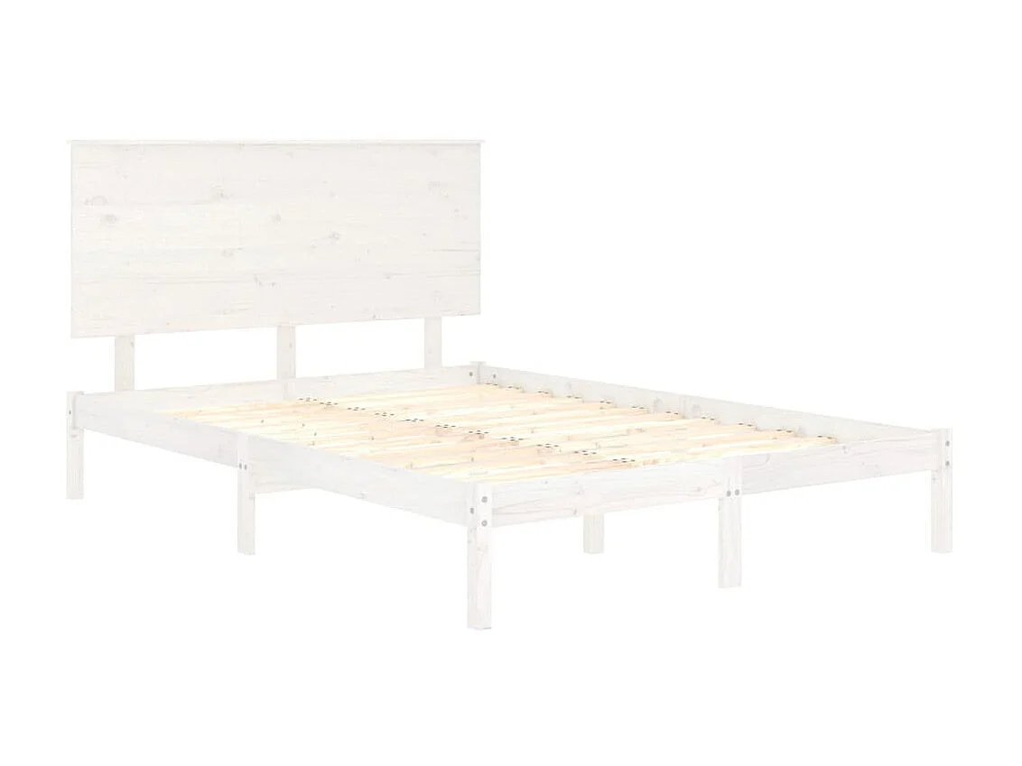 Lit Blanc Bois de pin massif 140x190 6