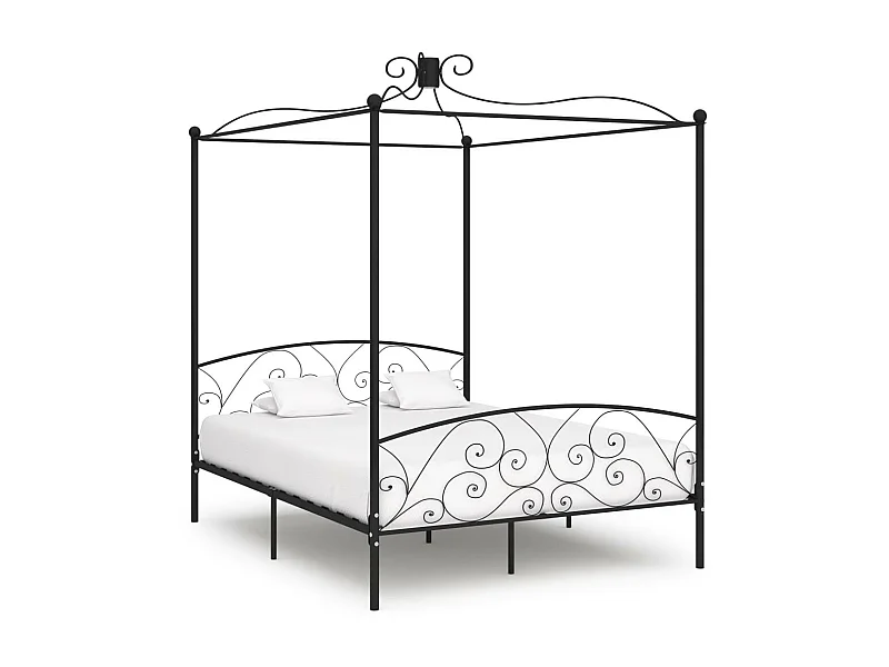 Lit à baldaquin Noir Métal 180x200 2