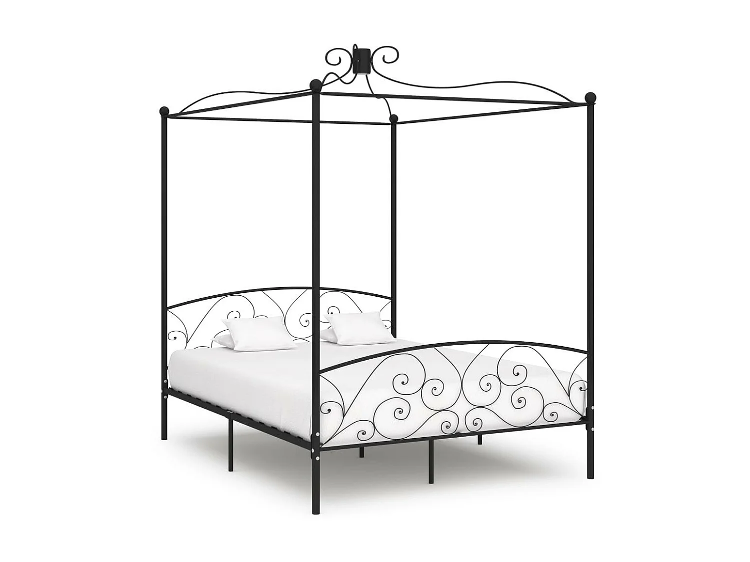Lit à baldaquin Noir Métal 180x200 2