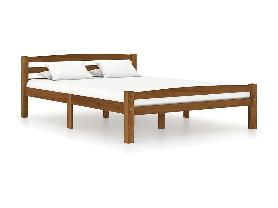 Lit Marron miel Bois de pin massif 120x200 9