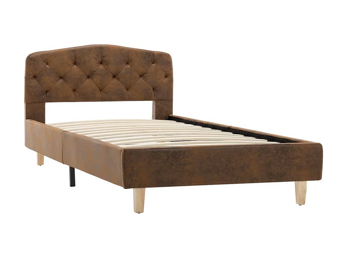 Lit Marron Similicuir daim 90x200 2