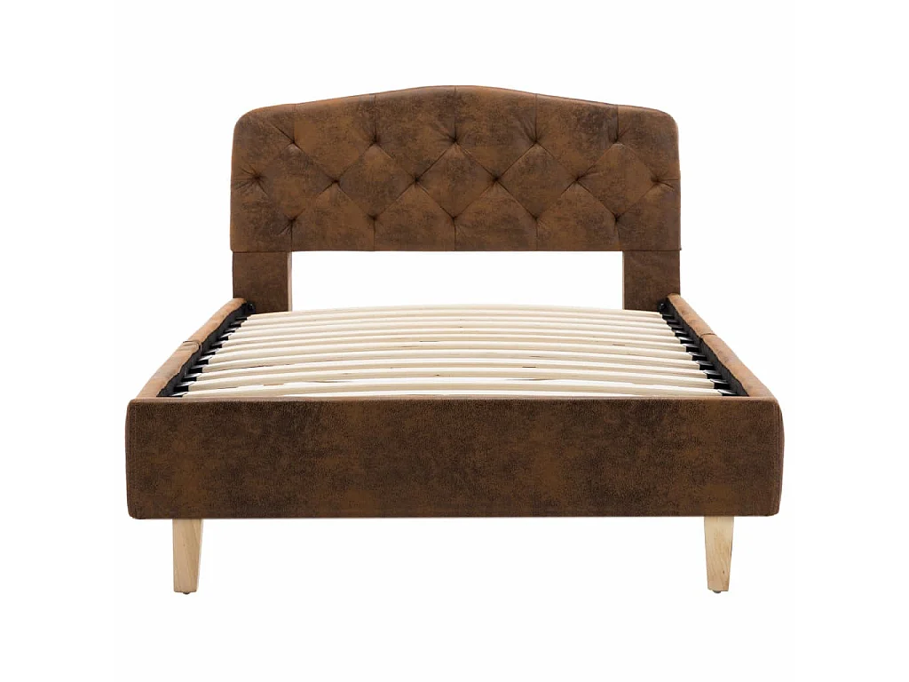 Lit Marron Similicuir daim 90x200 2