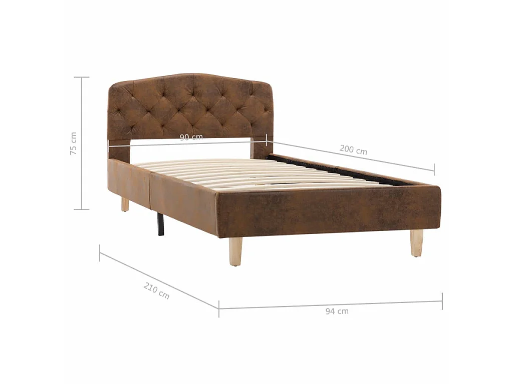 Lit Marron Similicuir daim 90x200 2