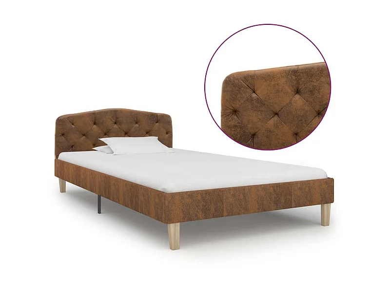 Lit Marron Similicuir daim 90x200 2