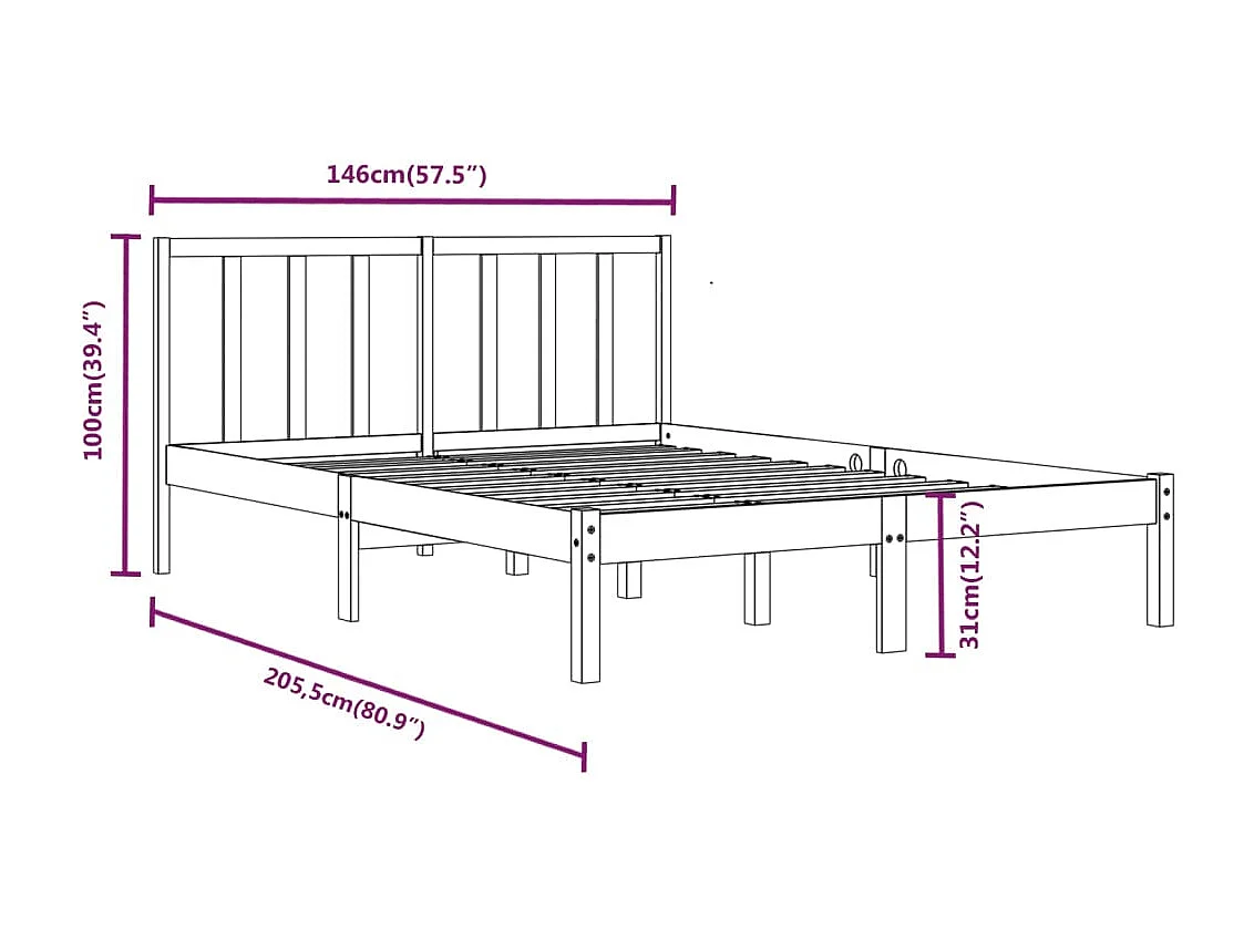 Lit Bois de pin massif 140x200 6