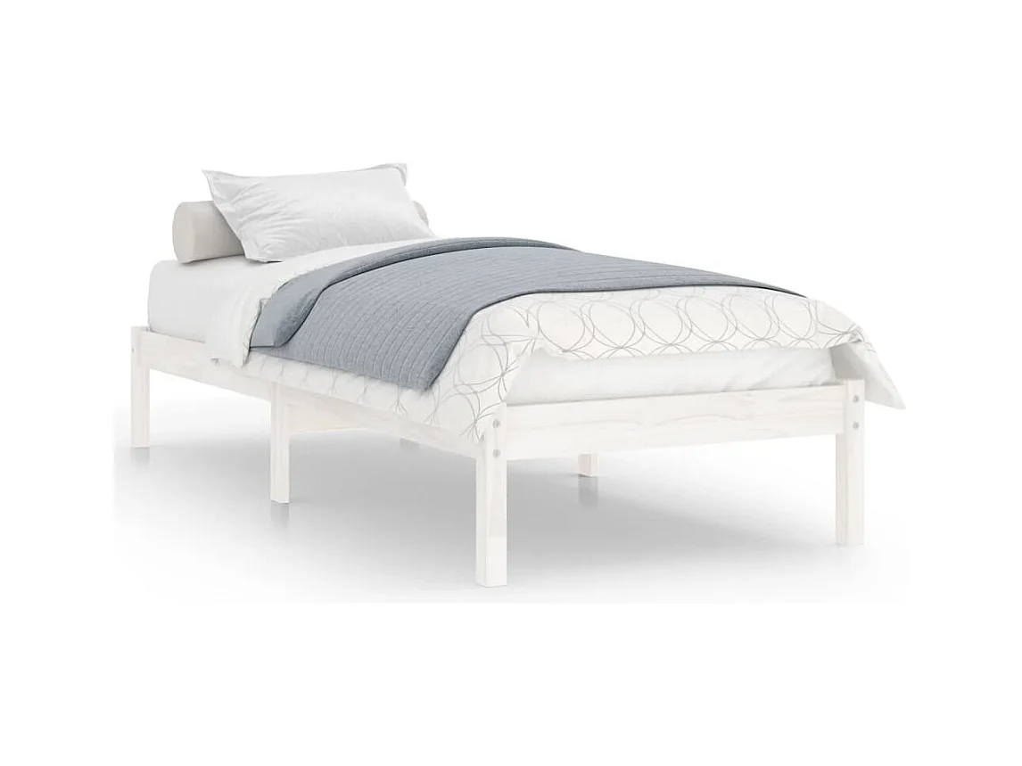 Lit Blanc Bois de pin massif 100x200