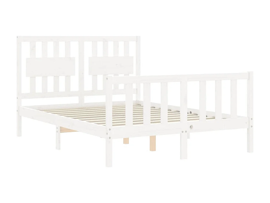 Lit avec tête de lit blanc 140x190 bois massif