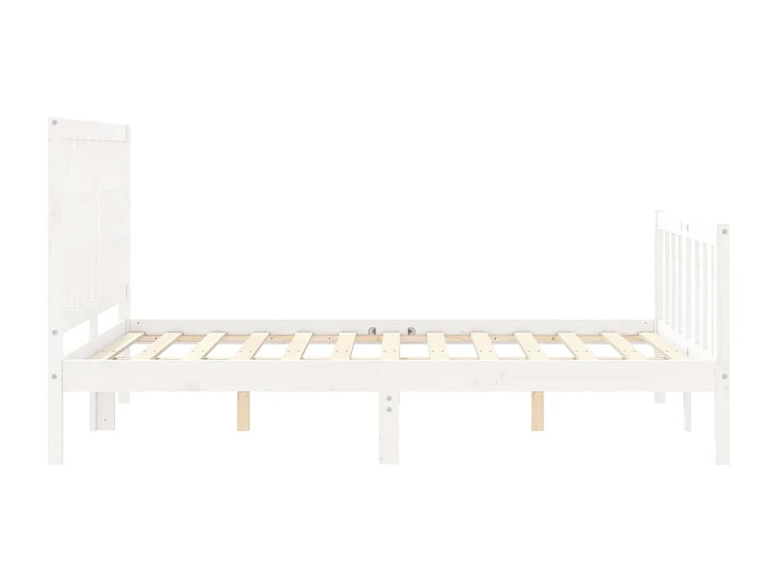Lit avec tête de lit blanc 140x190 bois massif