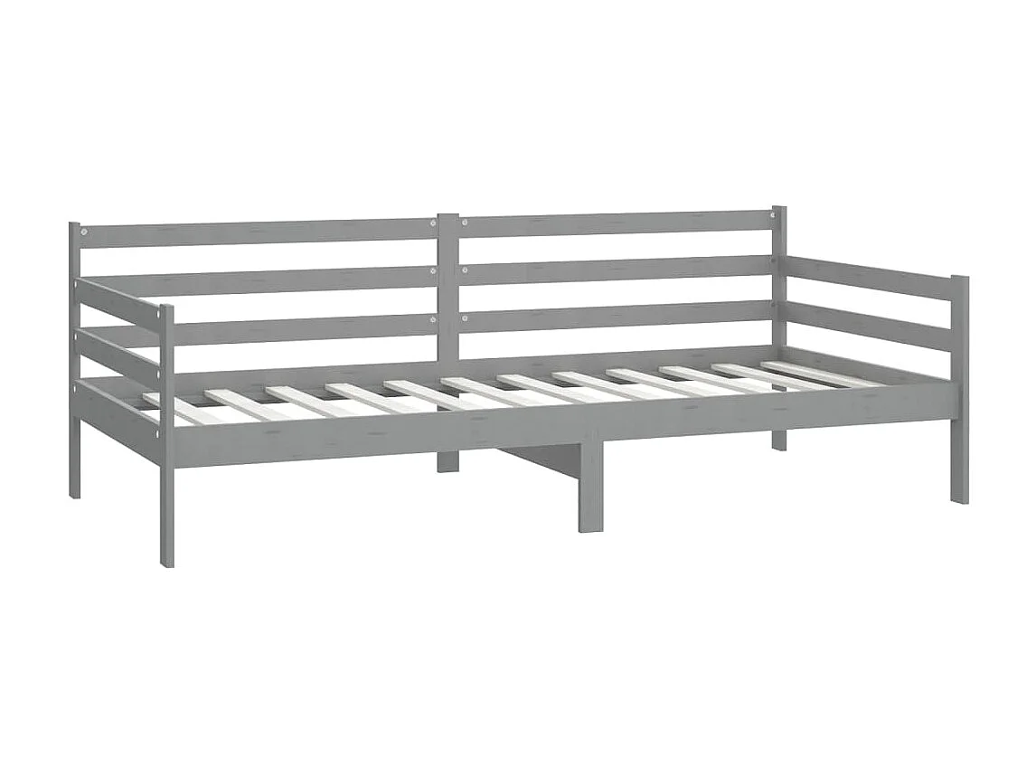 Lit Gris Bois de pin massif 90x200 2