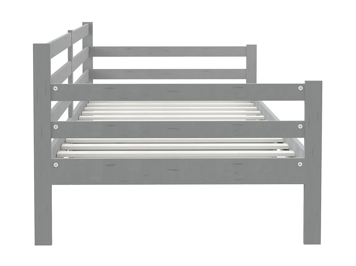 Lit Gris Bois de pin massif 90x200 2