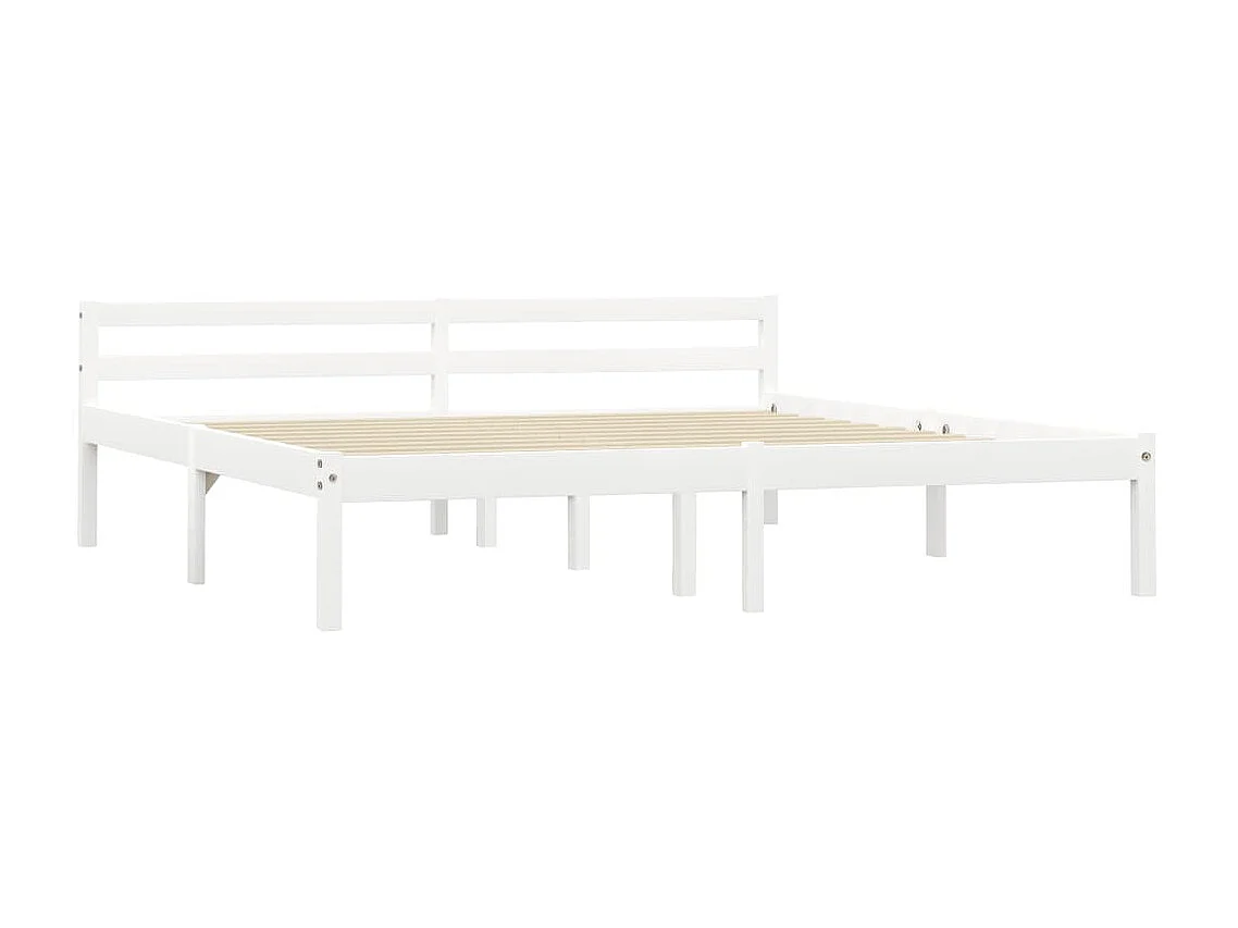 Lit Blanc Bois de pin massif 160x200 5