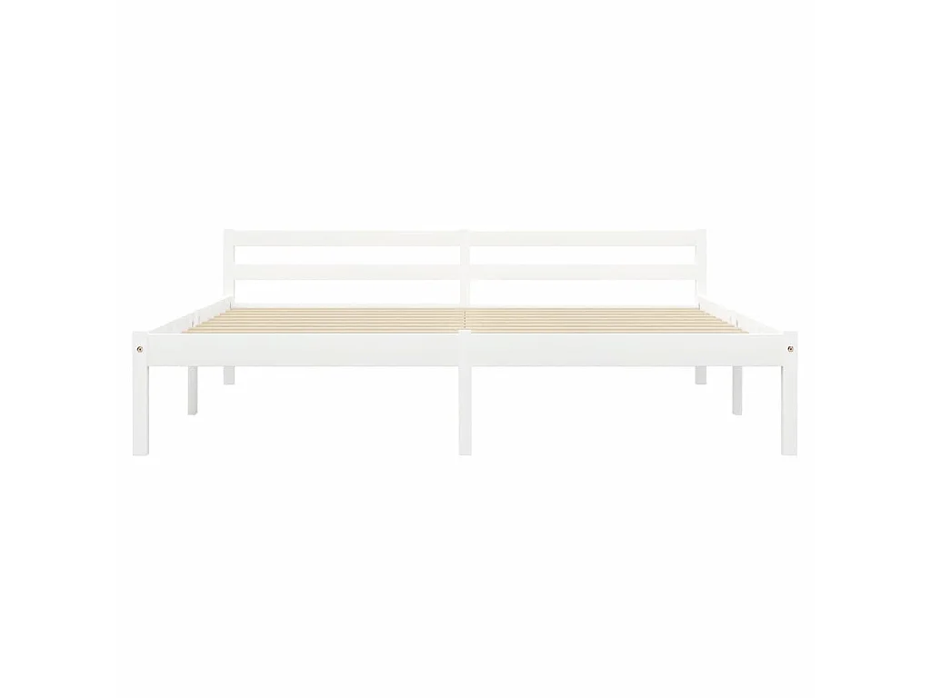 Lit Blanc Bois de pin massif 160x200 5