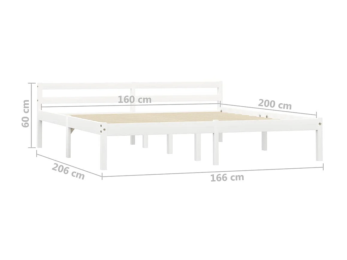 Lit Blanc Bois de pin massif 160x200 5