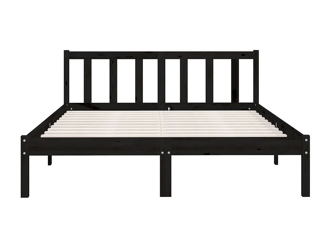 Lit Noir Bois de pin massif 135x190 UK Double