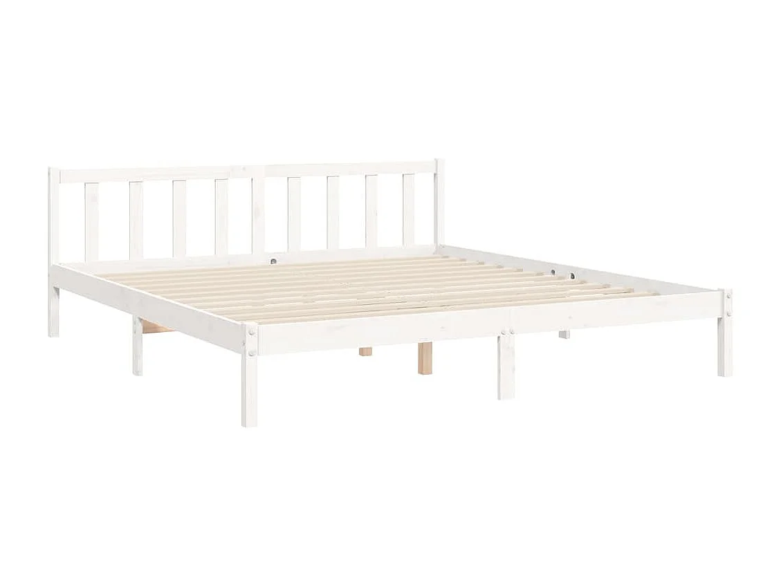 Lit avec tête de lit blanc Super King bois massif