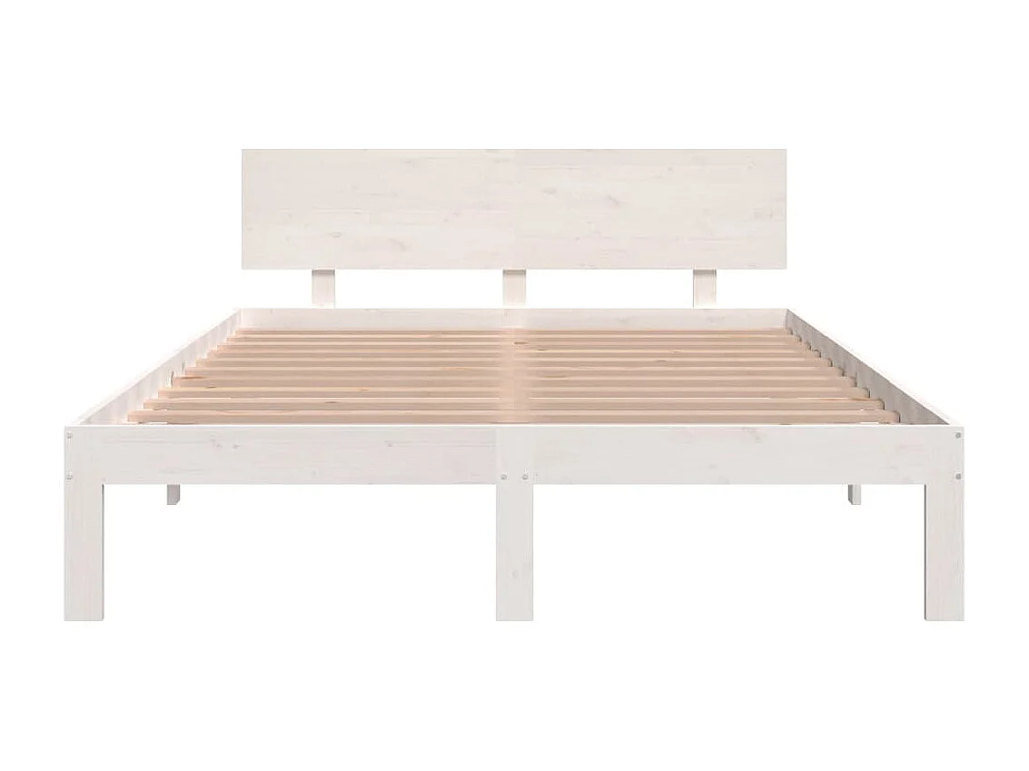 Lit Blanc Bois massif 135x190 Double