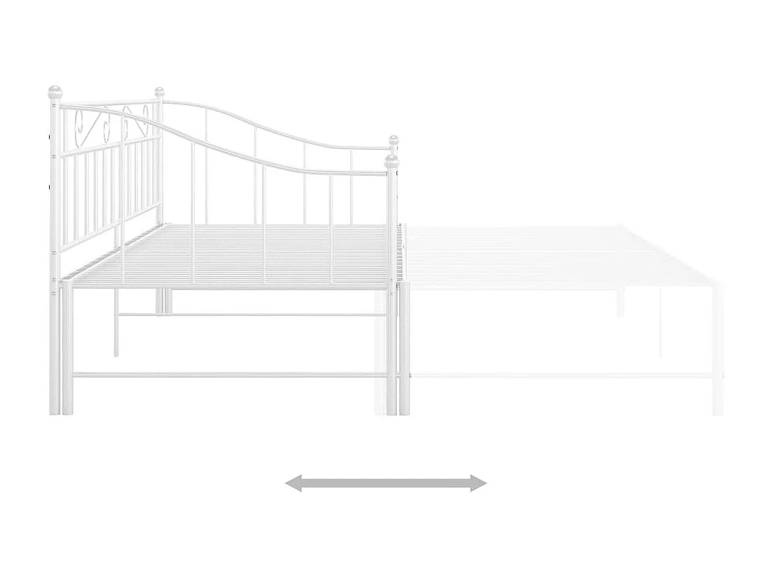 Banquette lit extensible Blanc Métal 90x200 5