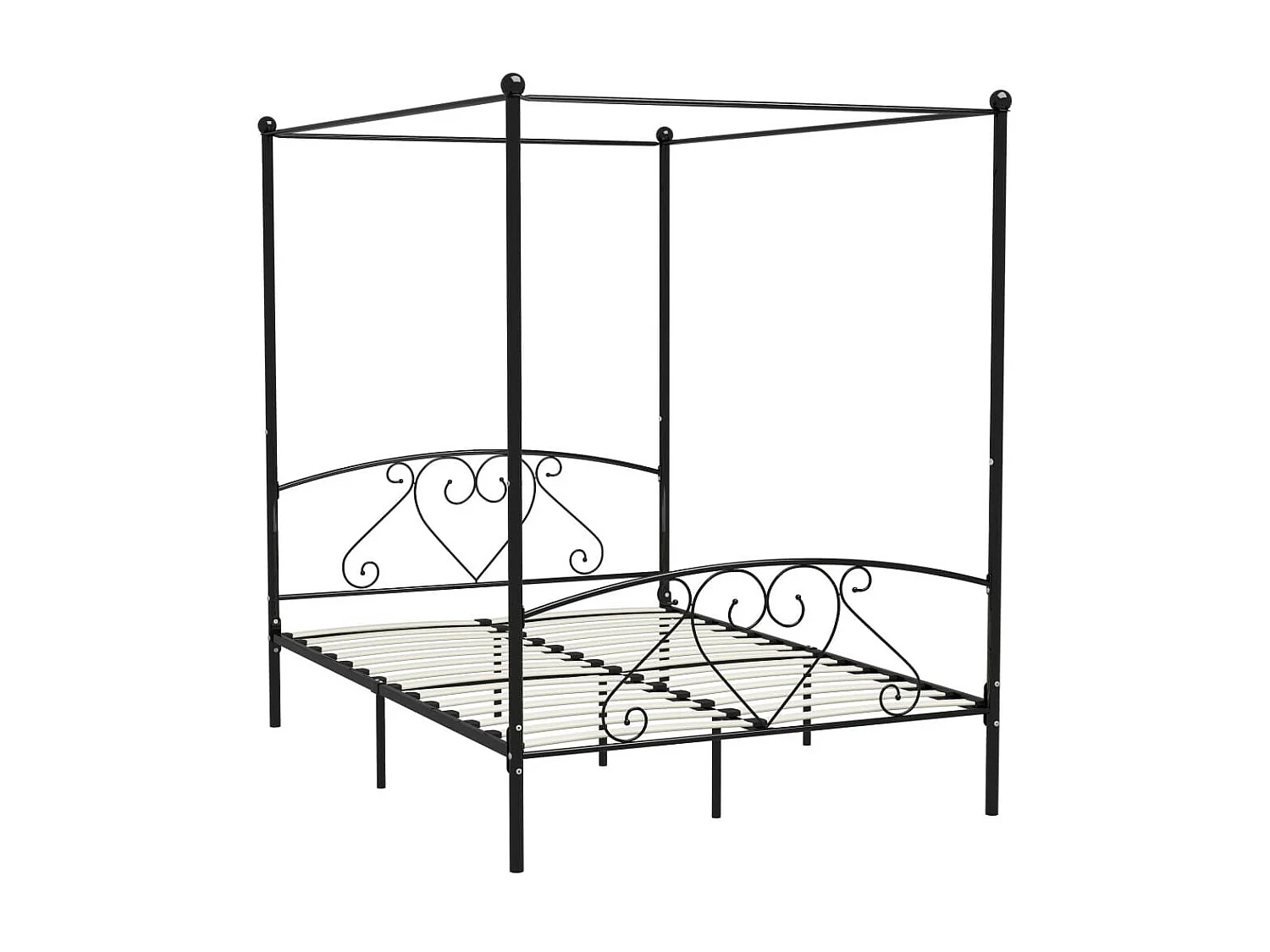 Lit à baldaquin Noir Métal 160x200