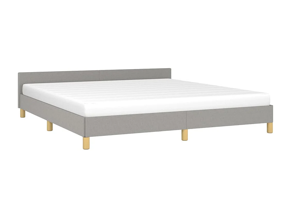 Estructura de cama con cabecero tela gris claro 160x200 cm