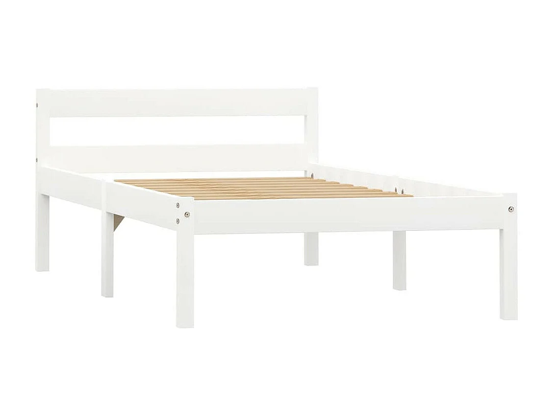 Lit Blanc Bois de pin massif 90x200