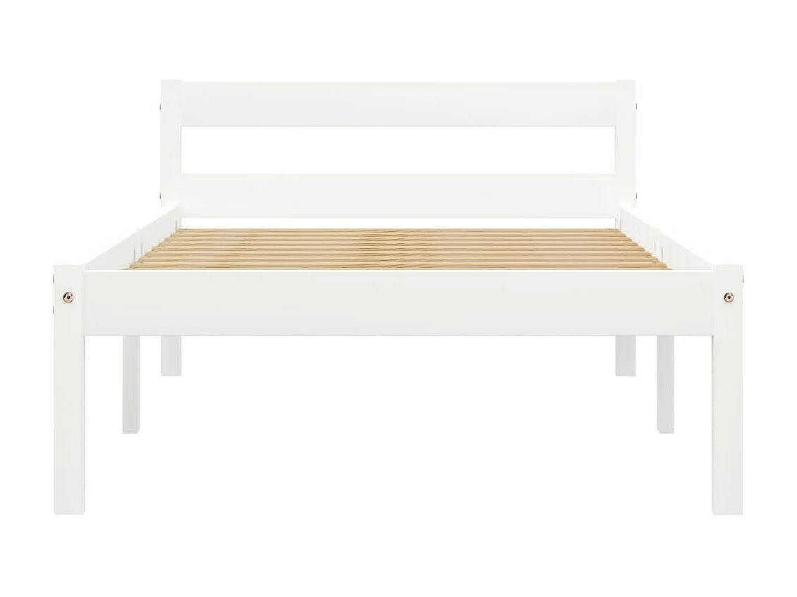 Lit Blanc Bois de pin massif 90x200