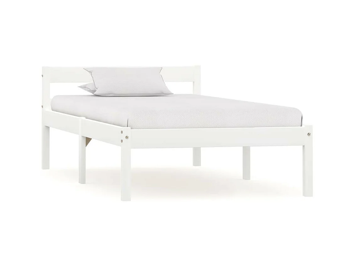 Lit Blanc Bois de pin massif 90x200