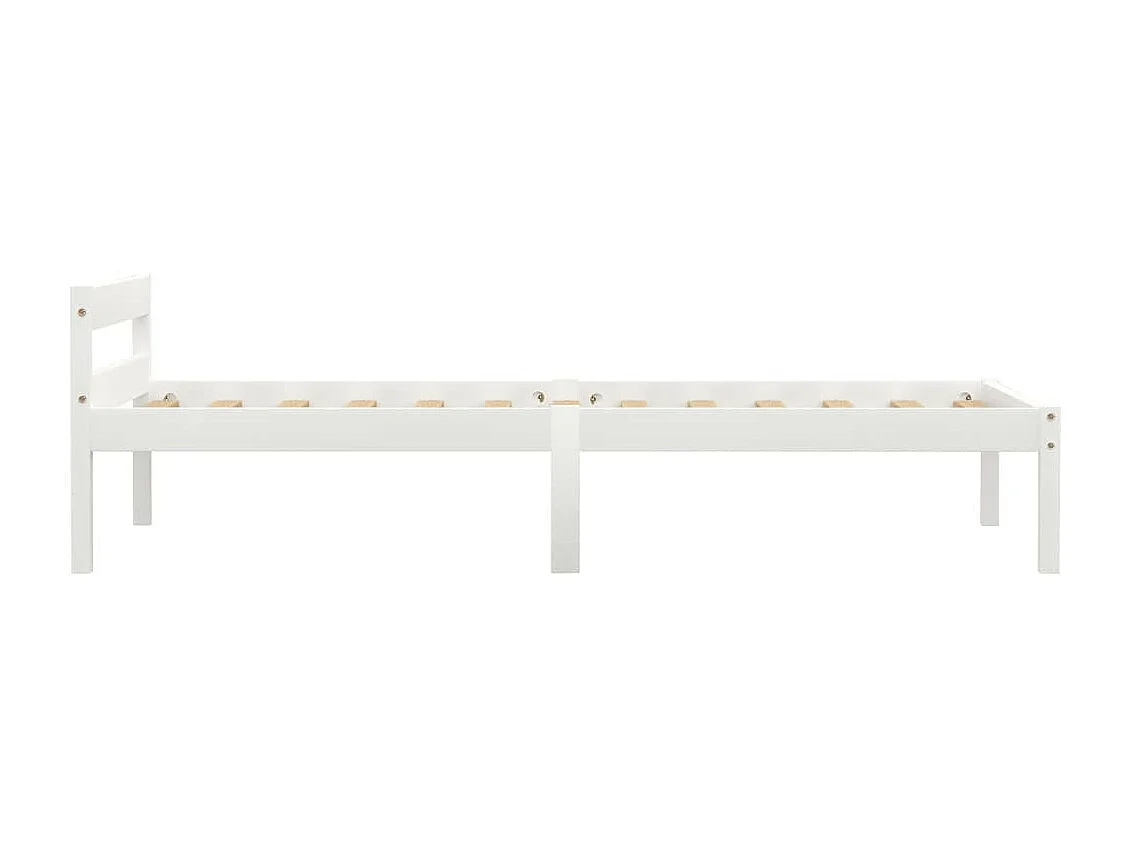 Lit Blanc Bois de pin massif 90x200