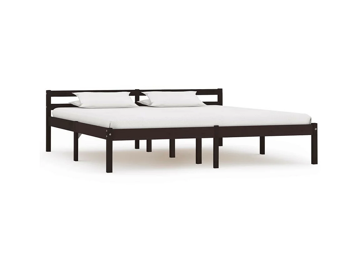 Bedframe massief grenenhout donkerbruin 180x200 cm