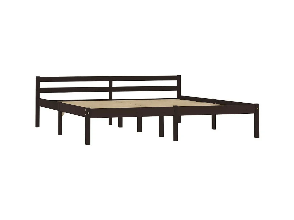 Bedframe massief grenenhout donkerbruin 180x200 cm