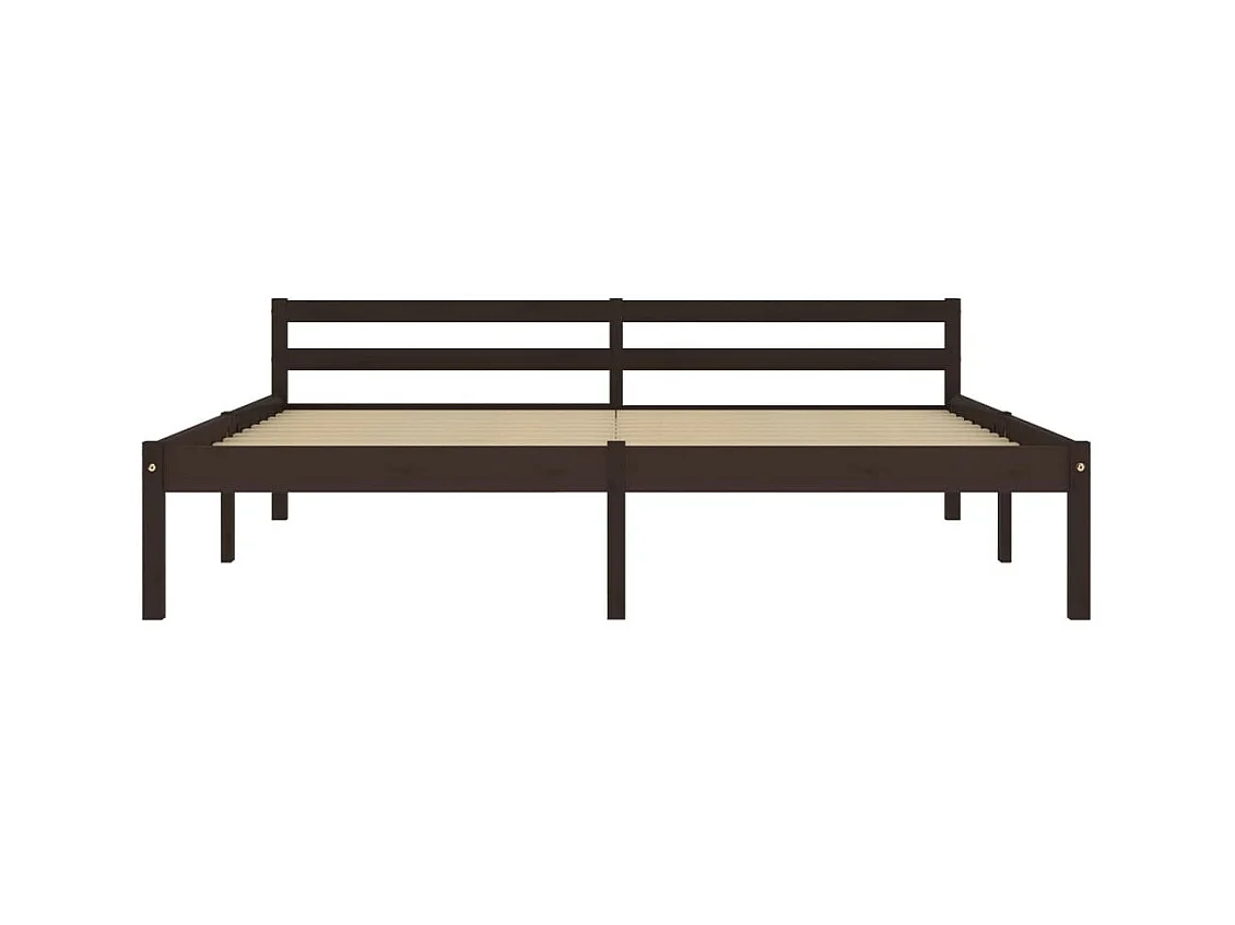 Bedframe massief grenenhout donkerbruin 180x200 cm