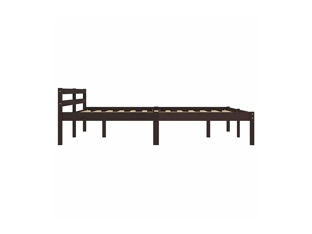 Bedframe massief grenenhout donkerbruin 180x200 cm